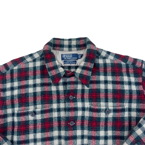 Vintage Polo Ralph Lauren Dermot Wool Plaid Button Shirt - Picture 3 of 6